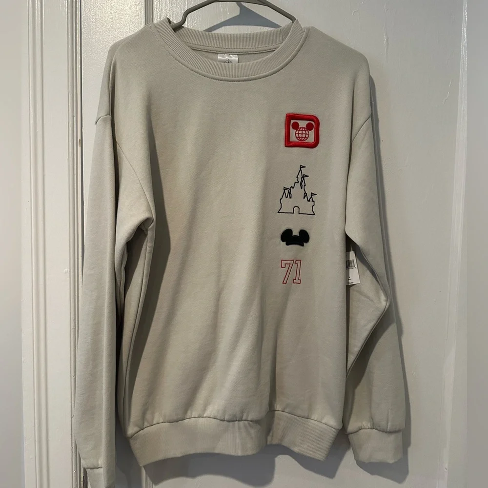 NWT Cream Crewneck Sweatshirt with Embroidered Details - Picture 1 of 14